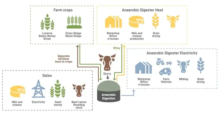 Graphic of the integrated sustainability approach at Copys Green farm