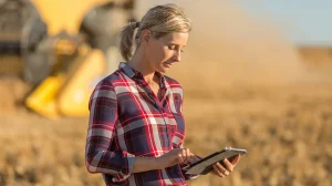 Woman farmer on iPad