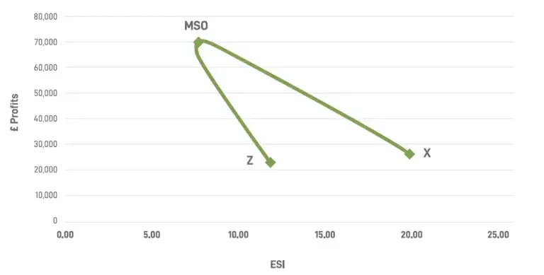 Typical pattern of behaviour for an Environmental Stress Index (actual case)